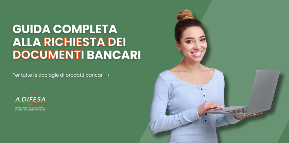 richiesta documentazione bancaria, da dove iniziare - cover adifesa Cover dell'articolo ADifesa. Il titolo dice: